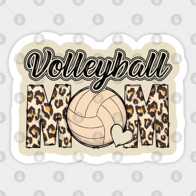 Cute Volleyball Mom Life Senior Volleyball Mom Team Leopard Sticker by Nisrine